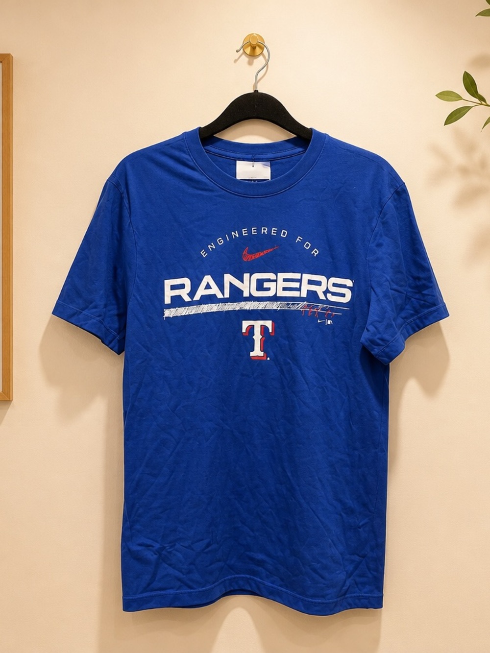 NWT NIKE Unisex Blue Short Sleeve MLB Texas Rangers Graphic Tee Shirt - Size SM